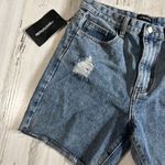 Pretty Little Thing  Vintage Wash Distressed Longline Shorts Size 6 NWT Photo 1