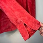David Brooks Suede Jacket Red Snap Front Moto Minimalist Women's Sz Large Petite Photo 6
