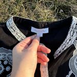 Western Scroll Blouse Boho Cowgirl Lace Black Size M Photo 3