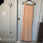 Lulus ‎ bH peach romantic heart off shoulder lace mermaid maxi gown dress medium Photo 2