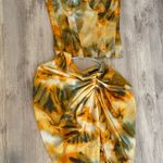 Pretty Little Thing orange tie dye corset and midi skirt set Photo 0