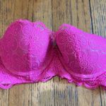 Aerie Bra Balconette Hot Pink Lace Underwire 34D No Straps GUC Photo 1