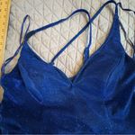 Blue Sparkling Short Dress adjustable crisscross straps size 16 Black Photo 7