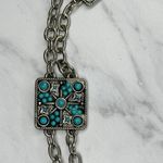 Faux Turquoise Studded Square Silver Chain Link Belt One Size (OS) ✨ Photo 10