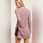 Free People  Mauve Crisscross Side Slit Long‎ Bell Sleeves Tunic Sweater Small Photo 2