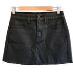 BLANK NYC Jack Leather-Like Raw Edge Denim Jean Mini Skirt Black Shine 25 Revolve Photo 3
