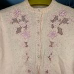 Vtg 1950s Pink Beaded Floral Cardigan Soft Size 36 Small Sequin Pearl Buttons Photo 4