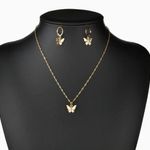 Fashion Golden Butterfly Pendant Round Buckle Earrings Necklace Set Photo 0