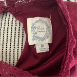 Blue Rain Boho Babydoll A-Line Dress sz Medium Maroon Red Mock Vamp Fit & Flare Photo 4