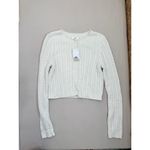 BP Cardigan Sweater Womens Size XS Ivory Cropped Cable Knit Button-Front Photo 2