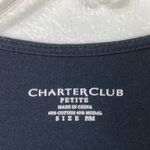 Charter Club (M Petite)  Black Surplice Neck 3/4 Sleeve Top Photo 3