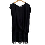 Bailey 44‎ Layered Tent Overlay Lace Trim Dress Size Medium Black Rayon Photo 5