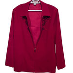 Notations  Woman‎ Red Zipper Felt Jacket Black Embroidered Design Size 2X Photo 1