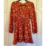 Bebop orange floral vneck ruffle skirt dress size small Photo 1