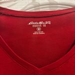 Eddie Bauer  Solid Red V-Neck Long Sleeve Top Sz M Photo 1