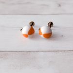 Vintage Screw On Earrings Retro Orange & White Beach Ball Like Photo 4