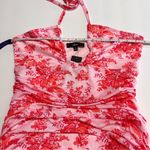 Lulus NWT  Hot Off The Mesh Pink Floral‎ Ruched Bodycon Halter Mini Dress LARGE Photo 6
