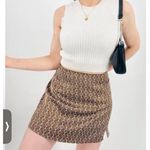 Hollister Mini Skirt Brown White Print High Rise Size L Photo 0
