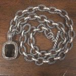 Sterling Silver Artisan Cushion Cut Smokey Topaz  Rope Cable Link Necklace Photo 9