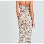 Mable Floral Print Ruched Bodycon Dress Spaghetti Strap Midi Slit Photo 7