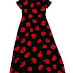 Valerie Stevens NWT 100% Silk Maxi Dress Size 12 Vintage Black/Red Floral Poppy Photo 0