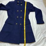 ZARA Woman navy double breasted 5 button military style pea coat sz L Photo 14