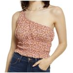BP NORDSTROM Floral Crop Top SIZE 1X bohemian One-Shoulder smoke Tan Purple NWT Photo 2