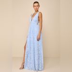 Lulus LULU’S Sweet Sophistication Light Blue Burnout Floral Maxi Dress Photo 3