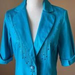 Bob Mackie  | Teal Beaded Blazer Jacket Sz S Photo 1