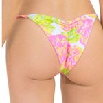 Maaji Chintz Micro Ruched Pink Reversible Bikini Bottoms Size: Large Photo 1