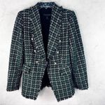 Rachel Zoe Classic Tweed Weave Texture Blazer Jacket Green/Silver Size XS NEW Photo 7