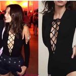 Reformation NEW AVALON GOTH BLACK LONG SLEEVE VELVET LACEUP BODYSUIT TOP M Photo 3