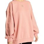 Adidas Crew Neck Sweatshirt Embroidered Shimmer Logo Oversized Ash Pink L NWOT Photo 0