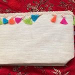 Shiraleah  | bag/pouch/clutch Paper straw shell with colorful tassel trim. Photo 6