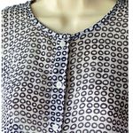 Joe Fresh Boho Blue Printed Hi-Lo Sheer Long Sleeve Blouse ~ Women's Size SMALL Photo 2