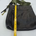 Fossil Vintage  Purse Cross-Body Style Bag Black Leather Army Green Strap‎ Photo 4