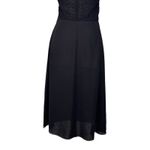 Emporio Armani Strapless Silk Black Midi Dress Textured Mesh Flowy Size Large Photo 8