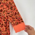 Sundance  Women's Floral Waffle Knit Henley Neck Thermal Top Orange Medium‎ Photo 9