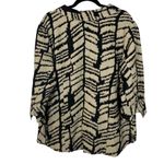 East 5th Woman Neutral Abstract Stripe Linen Button Down Blouse Size 1X Photo 5