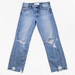 MOTHER Superior The Tomcat Distressed High Rise Straight Leg Jeans Size 29 Blue Photo 1