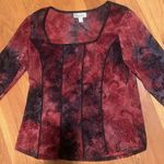 Dress Barn Ladies Paisley Top Shirt - burgundy wine colors - sz Large Photo 0