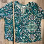 Crown & Ivy  PL Paisley 3/4 Sleeve Peasant Top Photo 6