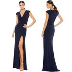 NWT Ieena for Mac Duggal Navy Cap Sleeve Column Dress Style 26504 Size 4 Blue Photo 1