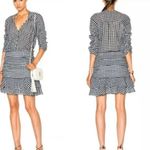 Veronica Beard  Campbell Gingham Navy/White Ruched Mini Dress Size 2 Photo 1