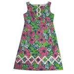 Lilly Pulitzer  Blooming Cocoon Sleeveless Shift Dress Pink Green Ric Rac Size 0 Photo 1