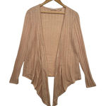 Soft Surroundings Cardigan Sweater Womens Small Tan Open Front Pointelle Knit Photo 0