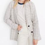 Madewell Dorset Blazer Windowpane Linen Blend Plaid Jacket Beige Size Large NWT Photo 0