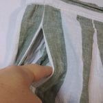 BeachLunchLounge  Green Stripe Linen Wide Leg Crop Pull On Pants Size L Photo 4