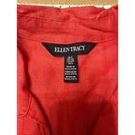 Ellen Tracy  Red Orange Linen Blouse Tunic Pop Over Top Roll Tab Sleeves Size Sma Photo 4
