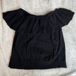 J CREW Black Ruffleneck Off The Shoulder Thick Blouse‎ Top Large L Photo 1